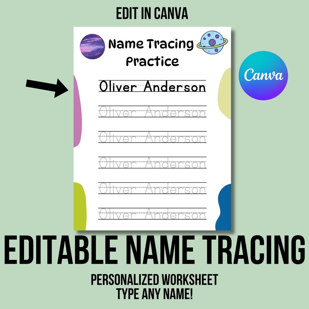 Editable Name Tracing Worksheet, Preschool Handwriting Practice ...