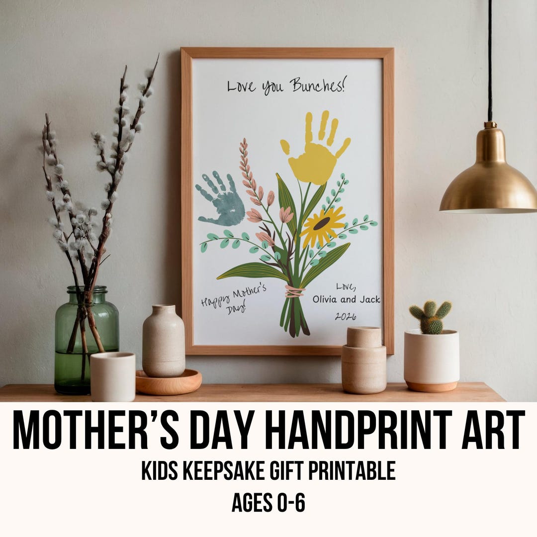 Mother's Day Handprint Art Printable, Kids Handprint Craft Gift for Mom ...