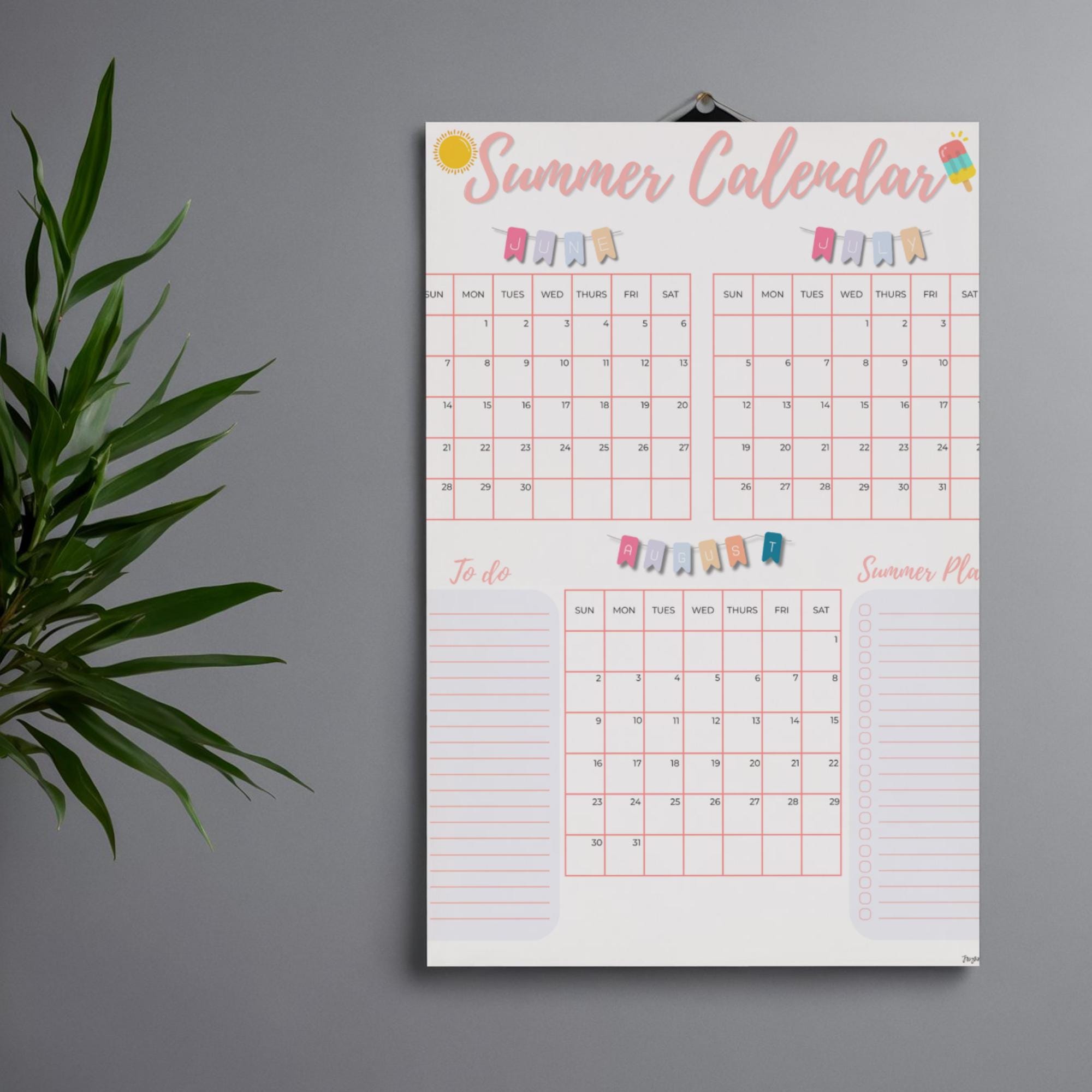 Summer Routine Bundle, June-august Calendar, Bucket List Printable ...