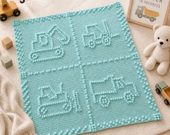 Construction Vehicles Baby Boy Blanket Pattern