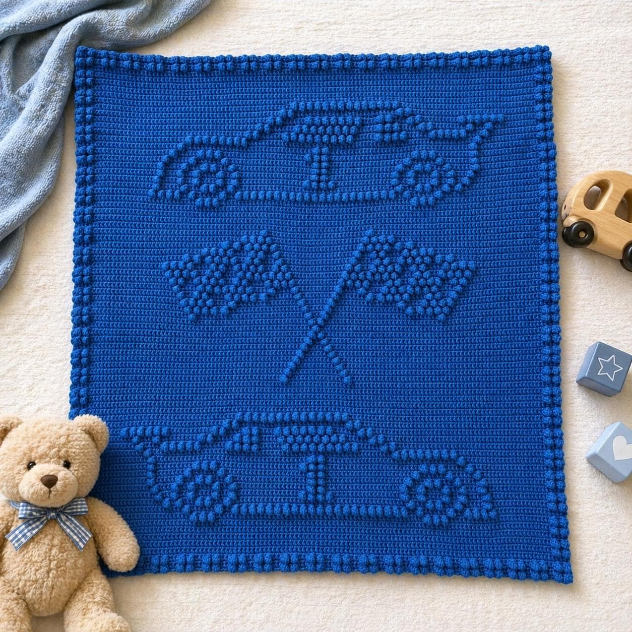 14 Crochet Car Patterns to Stitch Fun Vehicles, Classic Cars, and Cute Amigurumi Designs 10 Race Car Baby Boy Blanket