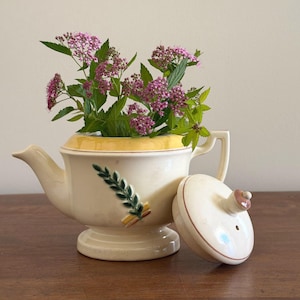 Vintage Red Wing Pottery Tea Pot | Yellow and Cream