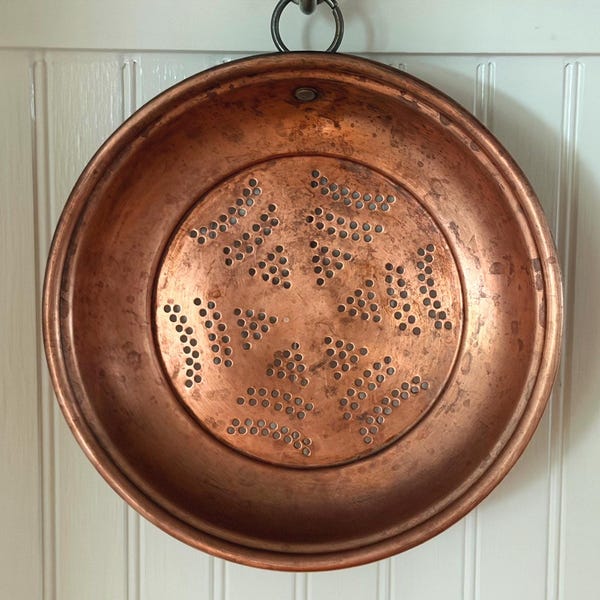 Vintage 8 Inch Copper  Sieve | French Country Copper Colander