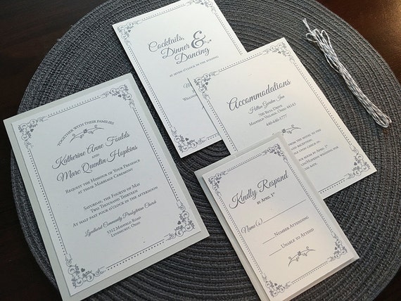 Grey French Country Wedding Invitation Etsy