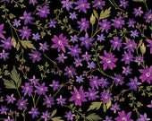 by the Yard Small Floral on Black With Metallic accents cotton Quilt fabric Enchanted by Kanvas Studio for Benartex BTY