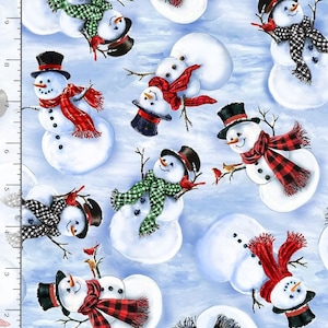 Christmas Snowman Tossed cotton quilt fabric Timeless Treasures C8993