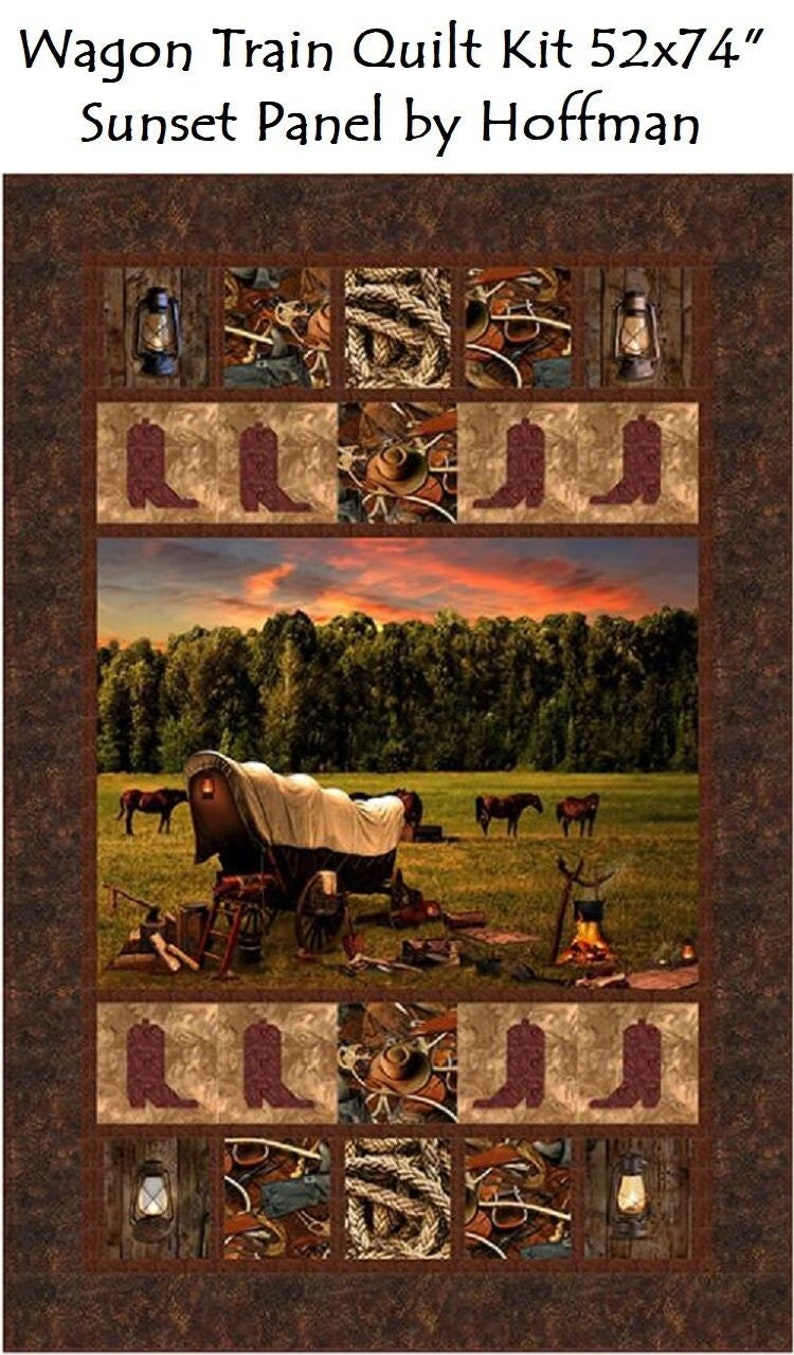 Wagon Train by Hoffman Quilt Top Kit 52x74 Sun up Sun Down Etsy