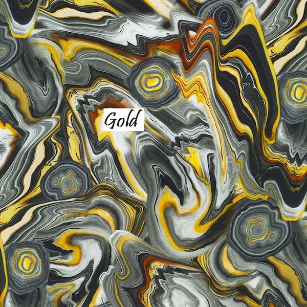 The Gem Collector cotton quilt fabric Kaufman 21292-133 Striking shades of marbled  Black Gold yellow