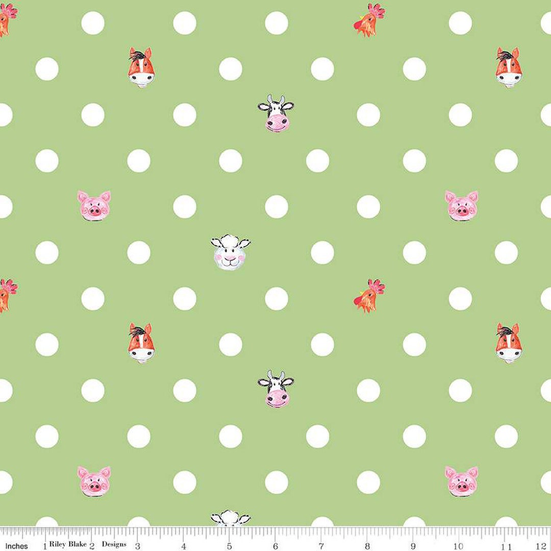 Coloring on the Farm Animals Dots Cotton Quilt Fabric by Riley Blake ...