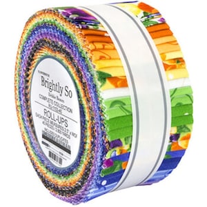 BRIGHTLY SO Jelly Roll-Up 2.5&quot; wide floral strips cotton quilt fabric by Robert Kaufman 1103-40
