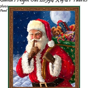 Santa&#39;s Night Out Christmas Panel Multi color cotton Quilt fabric Quilting Treasures 36x44