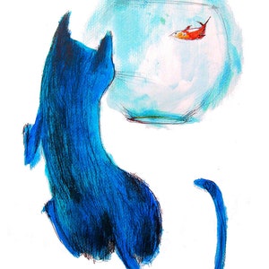 Gatto Blu  - Stampa A3+