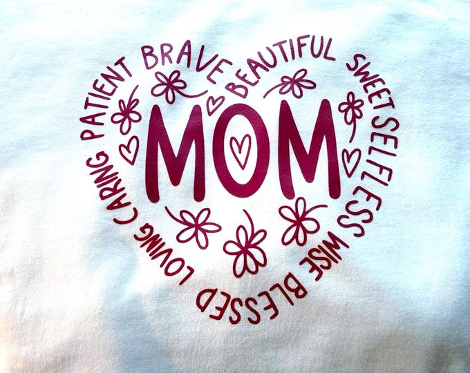 Featured listing image: MOM Heart Graphic Tee | Meaningful Words, Mother's Day Gift