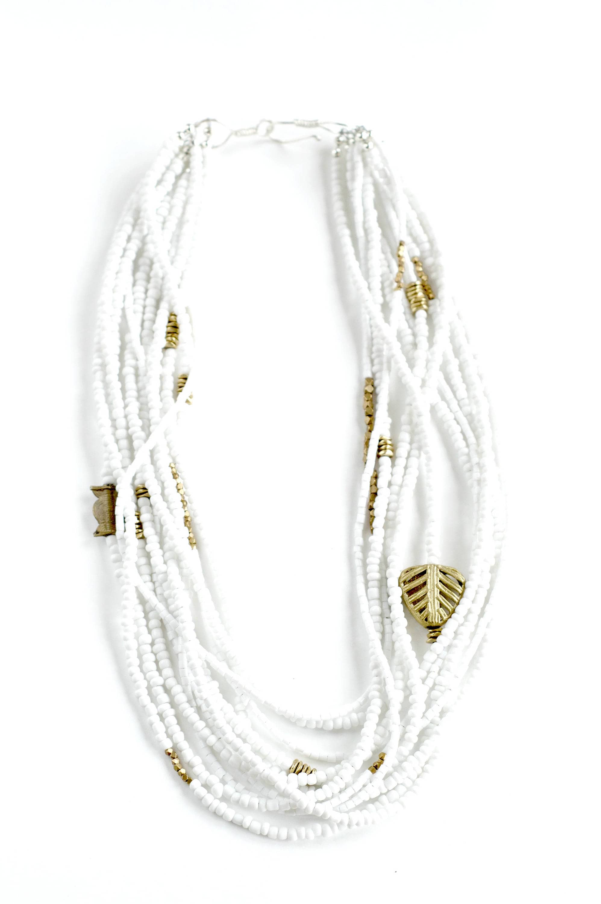 Christmas Gift for Her, White Bead Necklace, Boho Necklace, Beaded