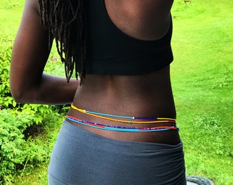 Ghanaian waist beads Black owned shops jewelry, festival accessories women, African beaded jewelry for women, colorful bead waist chain,