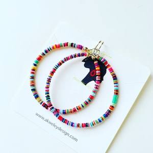 colorful earrings hoop, eclectic jewelry, rainbow earrings, African beaded jewelry for women, Black owned shops jewelry earrings, unique image 1