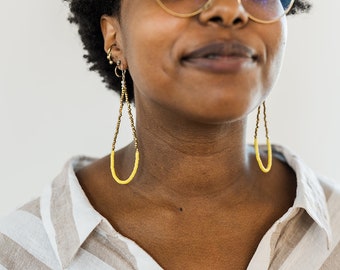 Recycled Vinyl Beaded Earrings, Ghana Brass, Sterling Silver