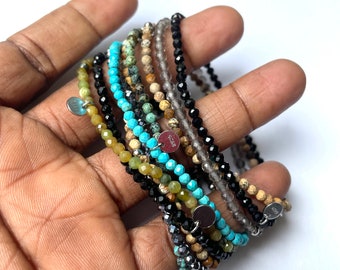 Boho fashion stretch bracelet, handmade bead bracelet, black owned shops, stretch bracelets germ stone bead bracelet, stretch bead jewelry