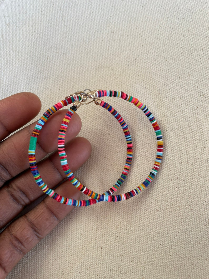 colorful earrings hoop, eclectic jewelry, rainbow earrings, African beaded jewelry for women, Black owned shops jewelry earrings, unique image 7