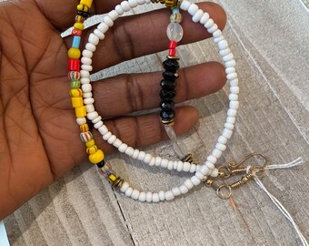Colorful seed bead necklace, simple everyday necklace, layered necklace, white yellow necklace, white necklace, African necklace women, gift