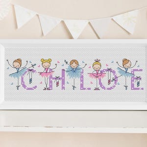 Personalised Ballerina Name Counted Cross Stitch Pattern, Ballet Dancer Chart (PDF Download) by Lucie Heaton