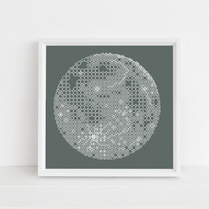 Blackwork Moon  - PDF Cross Stitch Chart - Lucie Heaton