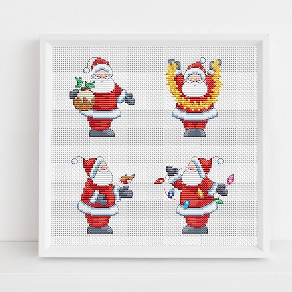 Sweet Santa Cross Stitch Cards Pattern by Lucie Heaton, PDF Counted Cross Stitch Chart Download