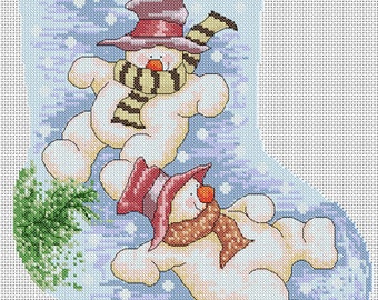 Christmas Stocking - Snowmen / PDF Cross Stitch Pattern