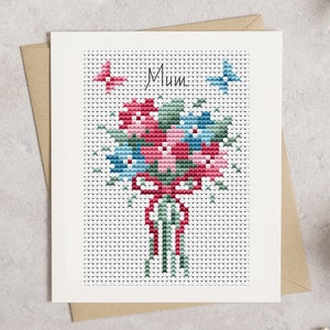 Floral Mother's Day Cards Cross Stitch Pattern Lucie Heaton Digital PDF Counted Cross Stitch Chart Download image 3