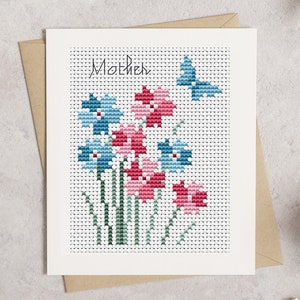 Floral Mother's Day Cards Cross Stitch Pattern Lucie Heaton Digital PDF Counted Cross Stitch Chart Download image 2