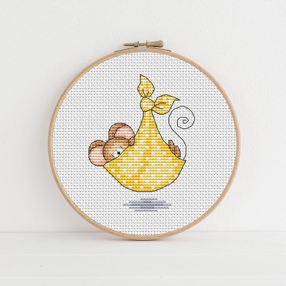 Furry Tales New Baby Mouse - Cross Stitch Pattern - Lucie Heaton - Digital PDF Counted Cross Stitch Chart Download