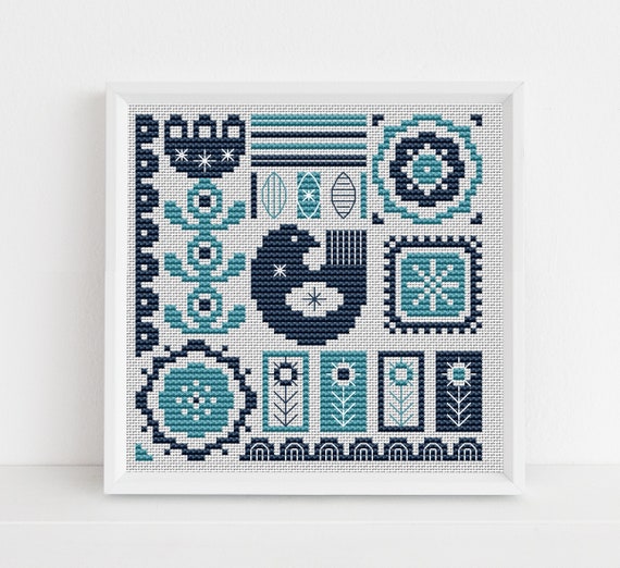 Scandi Folk Bird PDF Cross Stitch Pattern Lucie Heaton