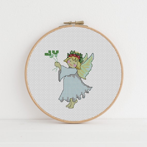 Mistletoe Angel / Christmas Cross Stitch PDF Pattern / Counted Cross Stitch Chart / Lucie Heaton