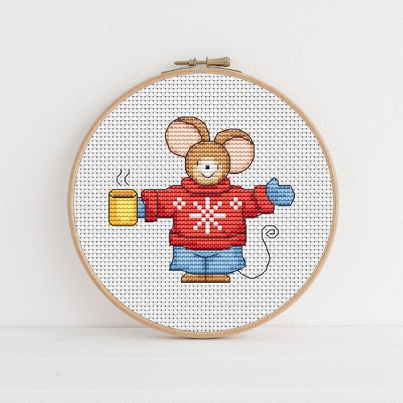 Furry Tales - Cosy Jumper Mouse / PDF Cross Stitch Pattern / Lucie Heaton
