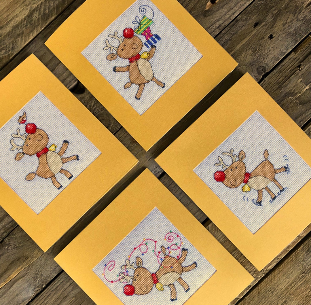 Christmas Reindeer Cards Cross Stitch Pattern by Lucie Heaton, PDF ...