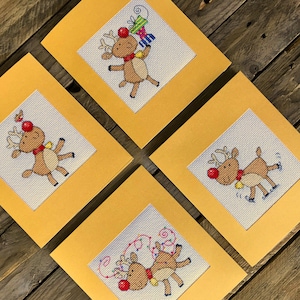 Cartes de renne de Noël Modèle de point de croix par Lucie Heaton, PDF Tableau de point de croix compté Télécharger