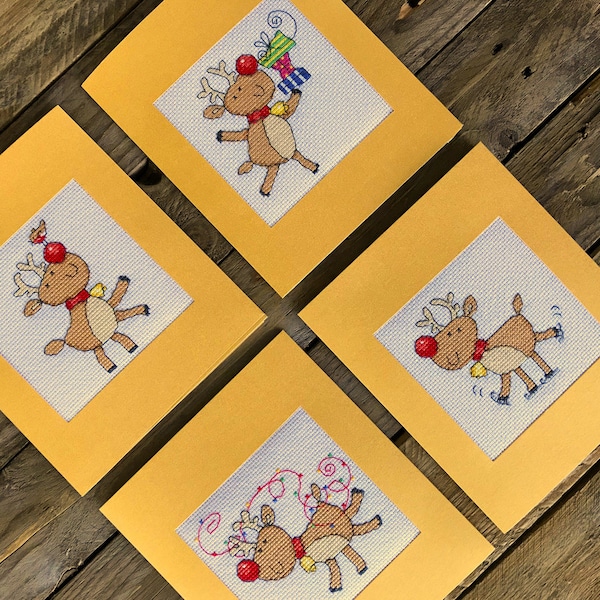 Completed Cross Stitch Christmas Cards Etsy