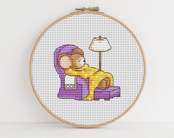 Furry Tales - Cosy Mouse / PDF Cross Stitch Pattern / Lucie Heaton