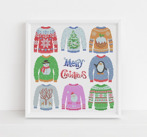 Christmas Jumpers Cross Stitch Sampler Pattern by Lucie Heaton, PDF Counted Cross Stitch Chart Download