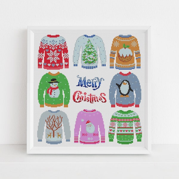 Christmas Jumpers Cross Stitch Sampler Pattern by Lucie Heaton, PDF Counted Cross Stitch Chart Download