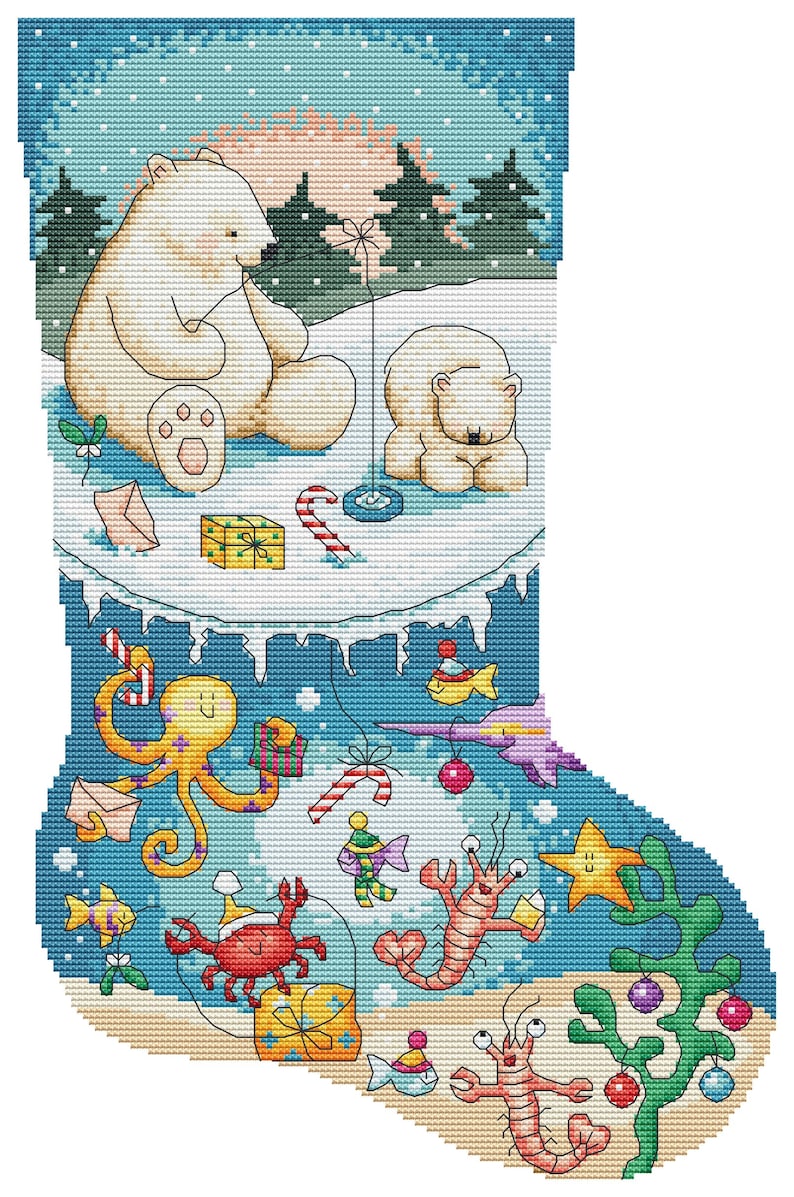 Polar Bear Christmas Stocking Cross Stitch Pattern - Lucie Heaton ...