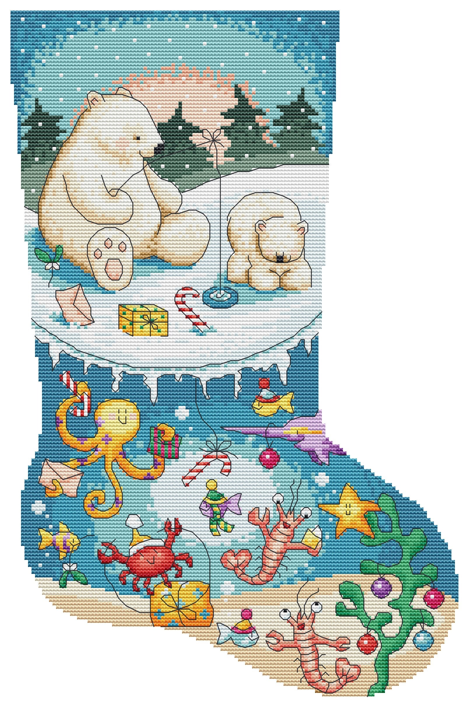 FATHER FROST AND POLAR BEAR   CROSS STITCH PATTERN ONLY ALS   PW 