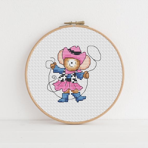 Furry Tales Cowgirl Mouse - Cross Stitch Pattern - Lucie Heaton - Digital PDF Counted Cross Stitch Chart Download