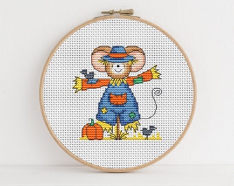 Furry Tales Scarecrow Mouse - Cross Stitch Pattern - Lucie Heaton - Digital PDF Counted Cross Stitch Chart Download