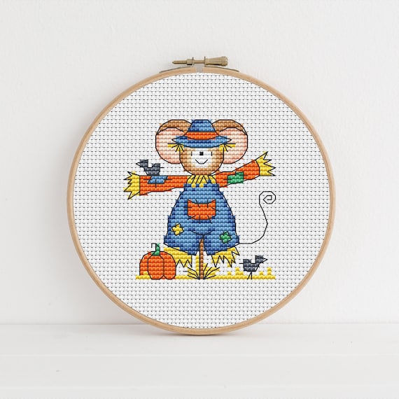 Furry Tales Scarecrow Mouse - Cross Stitch Pattern - Lucie Heaton - Digital PDF Counted Cross Stitch Chart Download