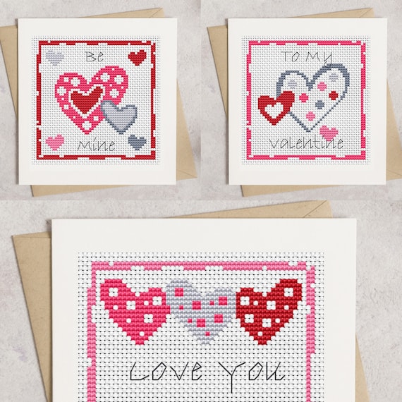 Valentine Heart Cards Cross Stitch Pattern - Lucie Heaton - Digital PDF Counted Cross Stitch Chart Download