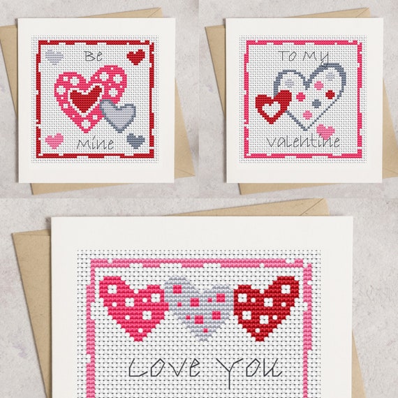 Valentine Heart Cards Cross Stitch Pattern - Lucie Heaton - Digital PDF Counted Cross Stitch Chart Download
