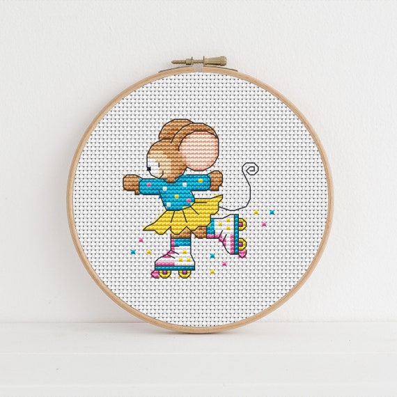 Furry Tales Roller Disco Mouse - Cross Stitch Pattern - Lucie Heaton - Digital PDF Counted Cross Stitch Chart Download