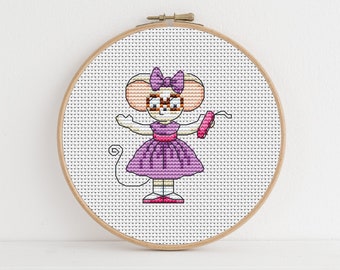 Furry Tales Glasses Mouse, Cross Stitch Pattern by Lucie Heaton,  PDF Counted Cross Stitch Chart Download