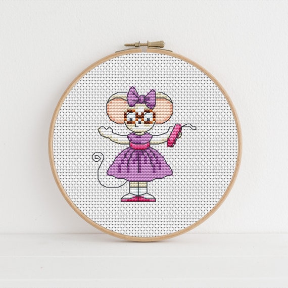 Furry Tales Glasses Mouse, Cross Stitch Pattern by Lucie Heaton,  PDF Counted Cross Stitch Chart Download